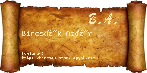 Bircsák Azár névjegykártya